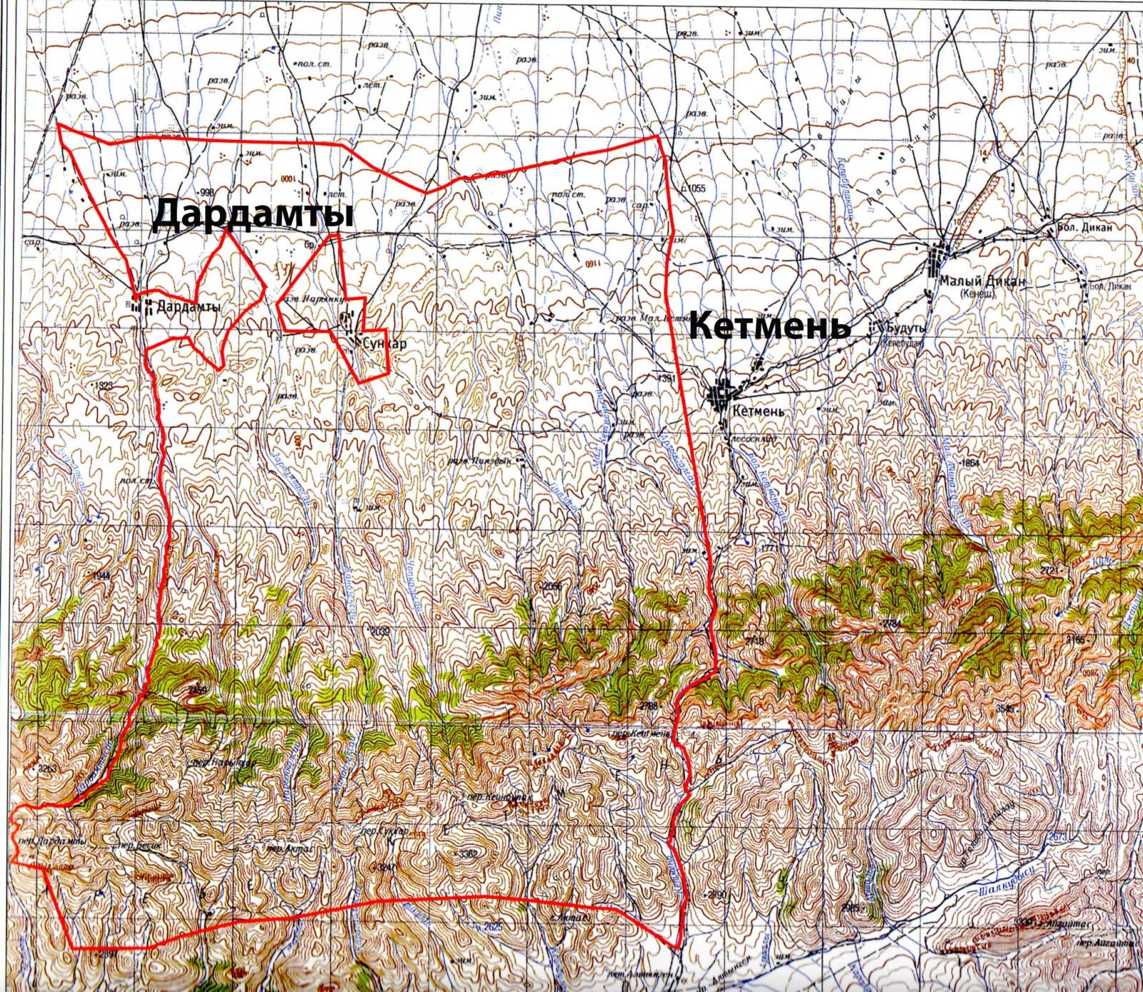 Карта Охотничьего хозяйства: "Дардамты"
