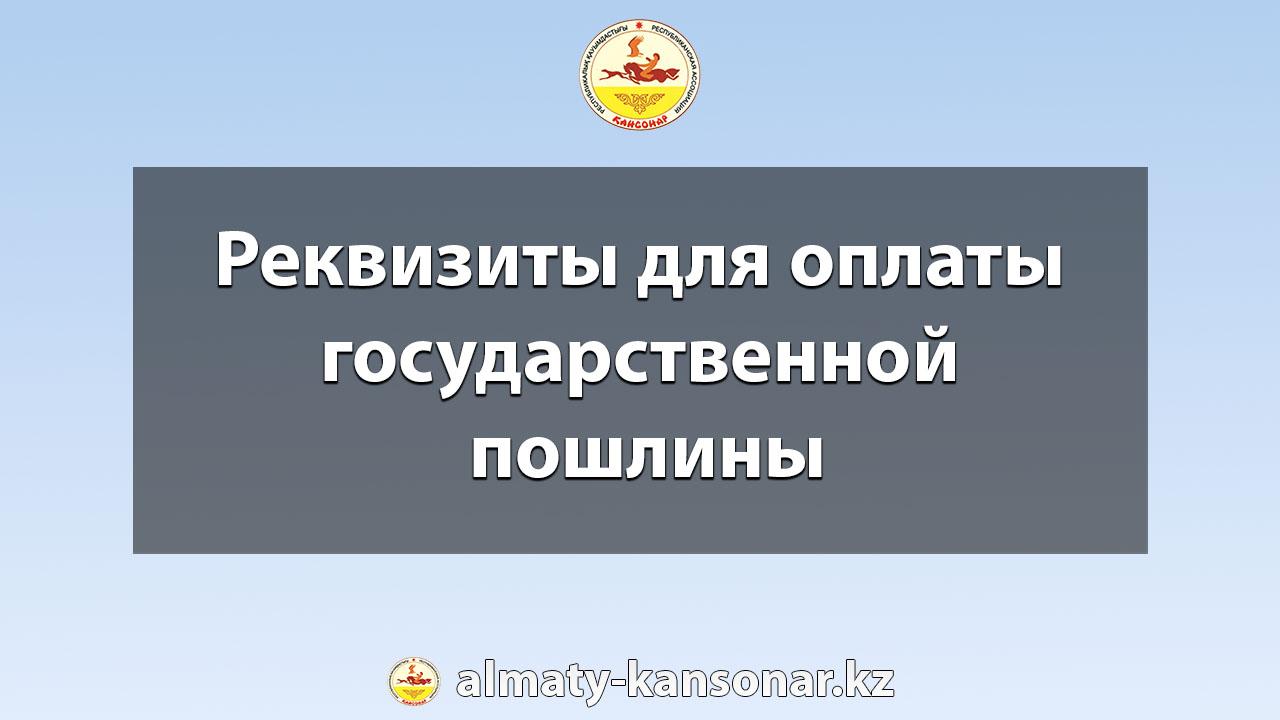 Реквизиты для оплаты государственной пошлины